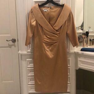 Kay Unger Satin Shawl Collar Dress